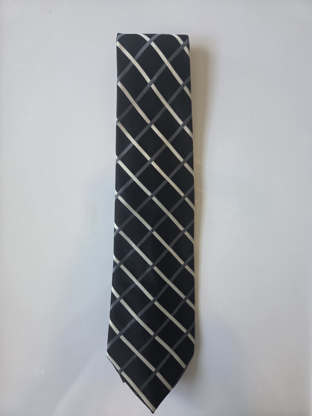 Donald J. Trump Classic Black Tie with Silver Plaid Accent